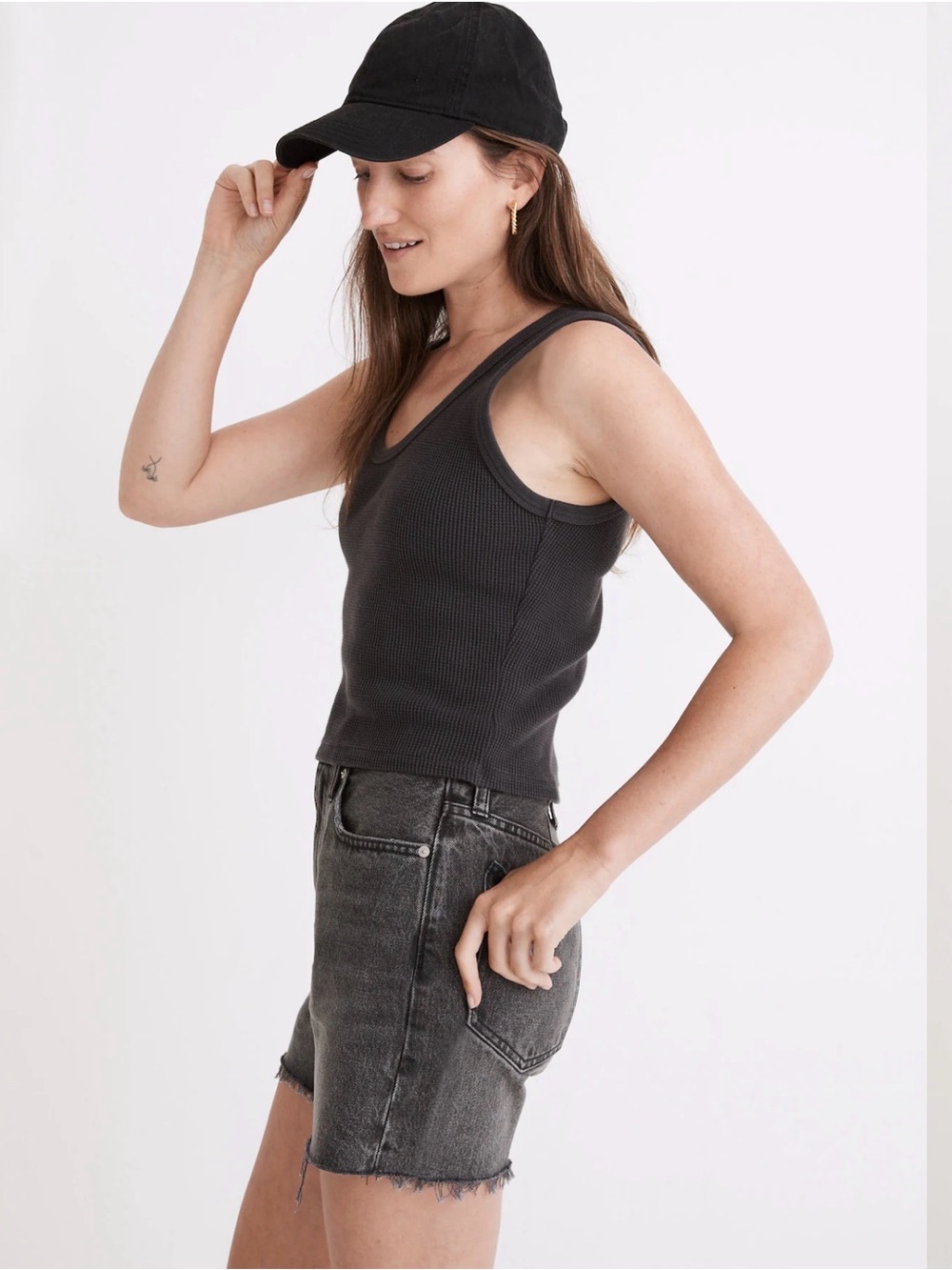 🕶️Madewell Waffle Knit Tank 
Top - Coal Size XS 🖤